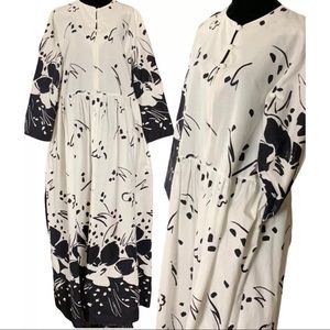 Vintage David Brown Dress Caftan Hostess House Coat Gown Floral Oversized Size L